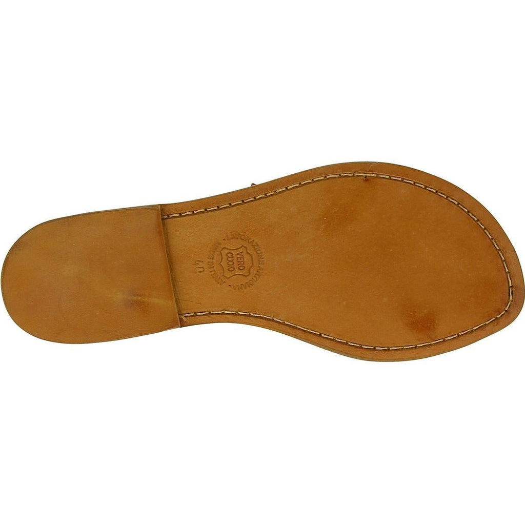 Sandali schiava bassi da donna color cuoio