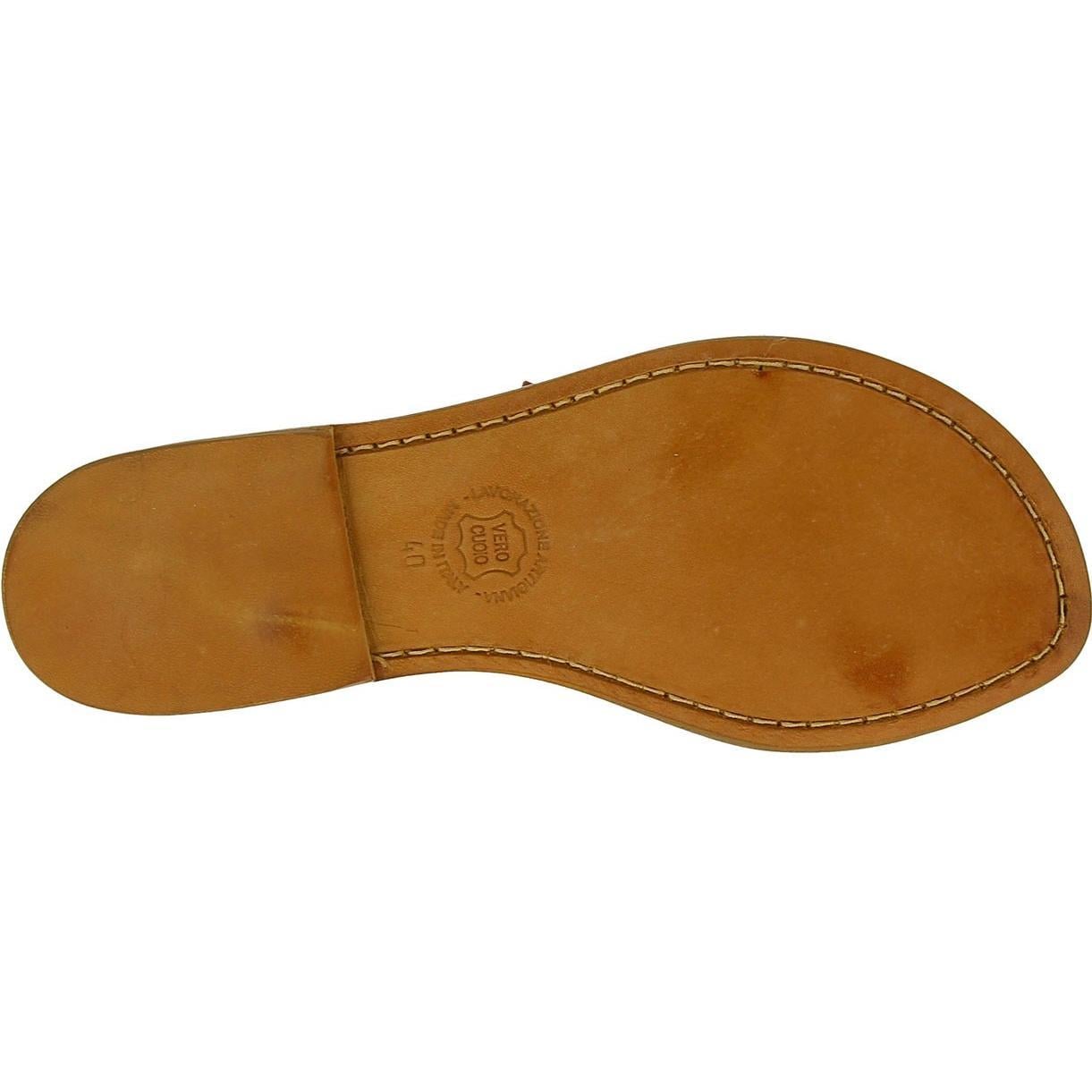 Sandali schiava bassi da donna color cuoio