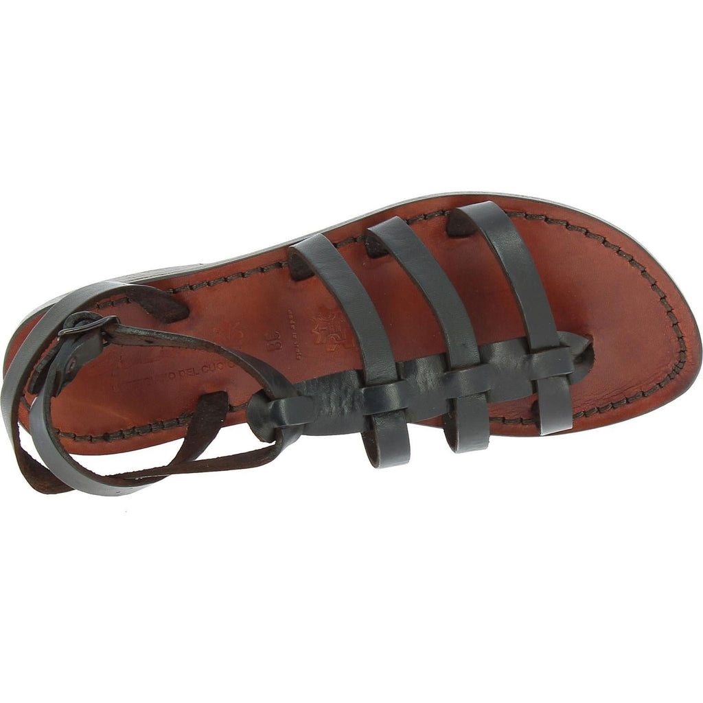 Sandali gladiatore donna in pelle marrone fatti a mano in Italia