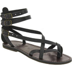 Sandali gladiatore fatti a mano in pelle colore nero