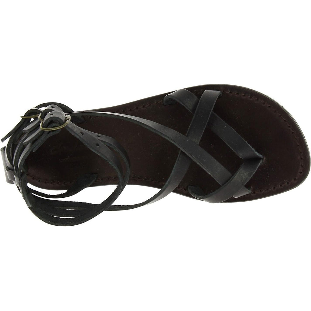 Sandali gladiatore fatti a mano in pelle colore nero