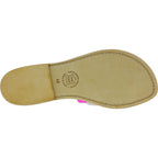 Sandali bassi alla schiava fatti a mano in pelle laminata fucsia