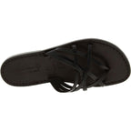 Handmade black braid leather womens slippers thongs with leather sole
