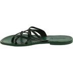 Infradito donna in pelle intrecciata verde fatti a mano con suola in cuoio