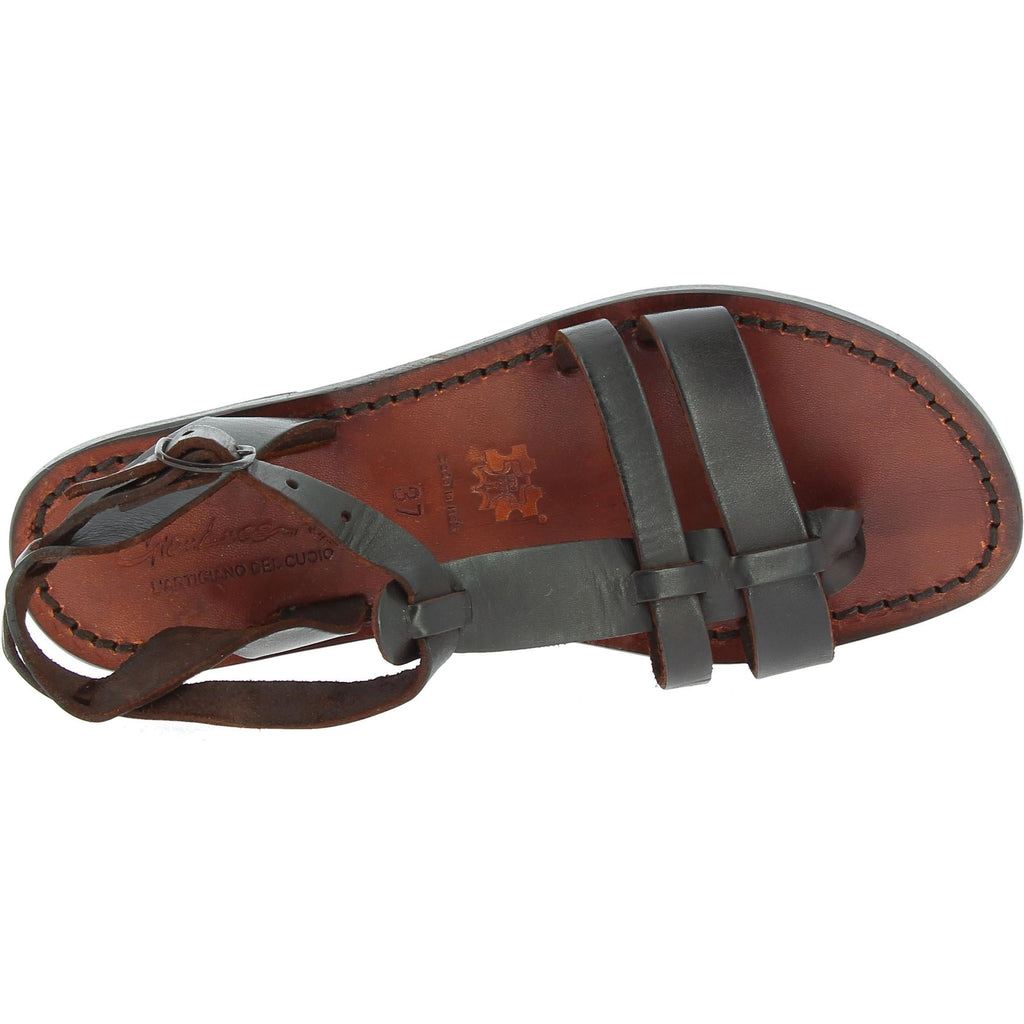 Women's leather flat brown sandals Handmade in Italy