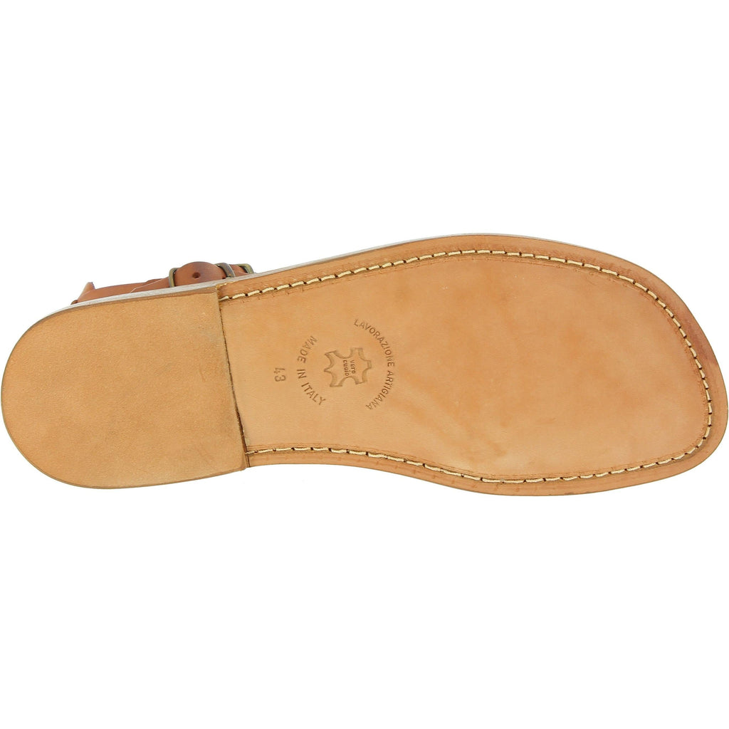Sandali gladiatore uomo in pelle color cuoio antico