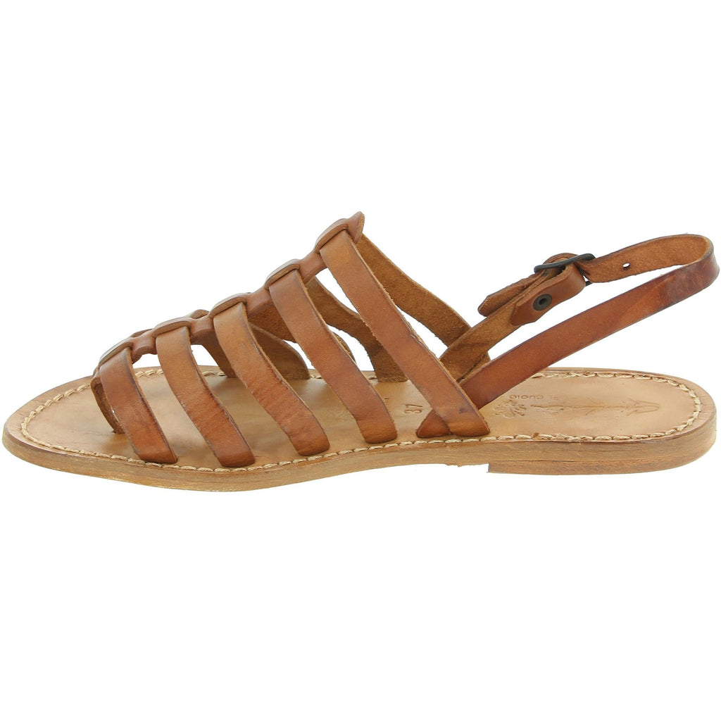 Sandali infradito alla schiava in pelle color cuoio