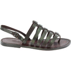 Womens brown Leather thong sandals handmade in Italy