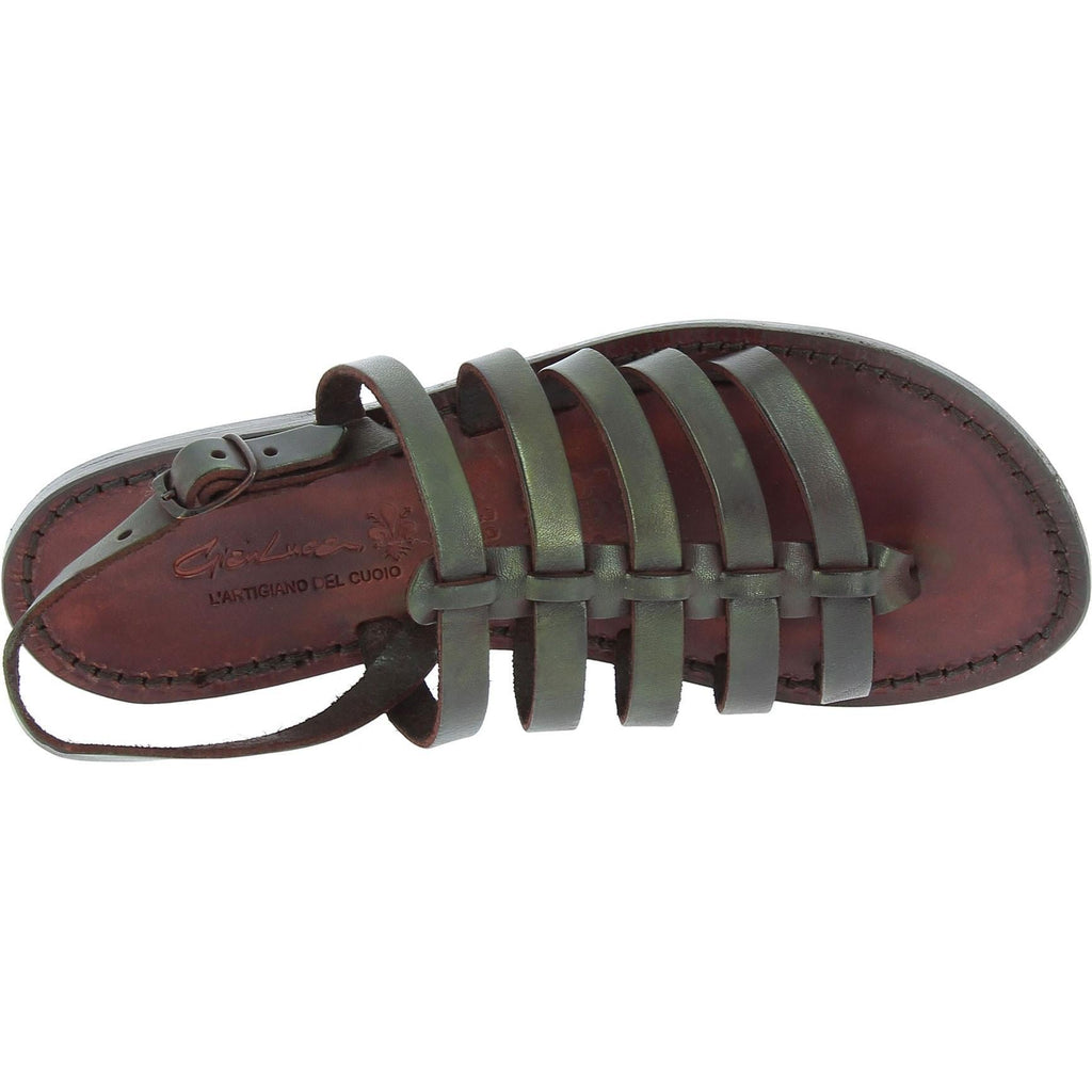 Womens brown Leather thong sandals handmade in Italy