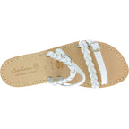 Ciabatta donna artigianali in pelle intrecciata bianca