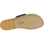 Ciabatte donna in pelle nabuk blu fatte a mano