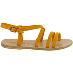 Sandali donna in pelle nabuk color ocra fatti a mano