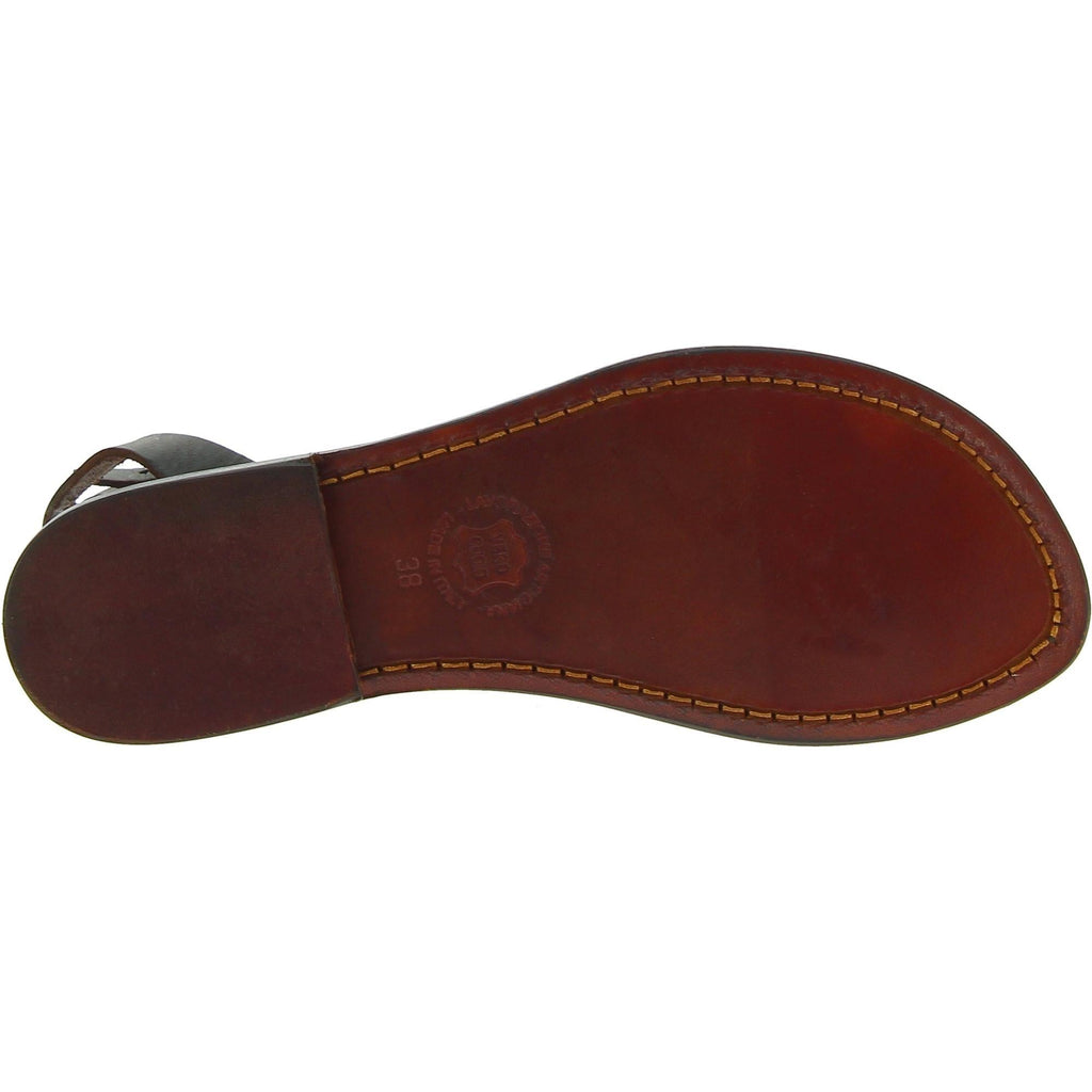 Sandali infradito donna in pelle colore testa di moro
