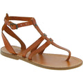 Sandali infradito donna in pelle color cuoio