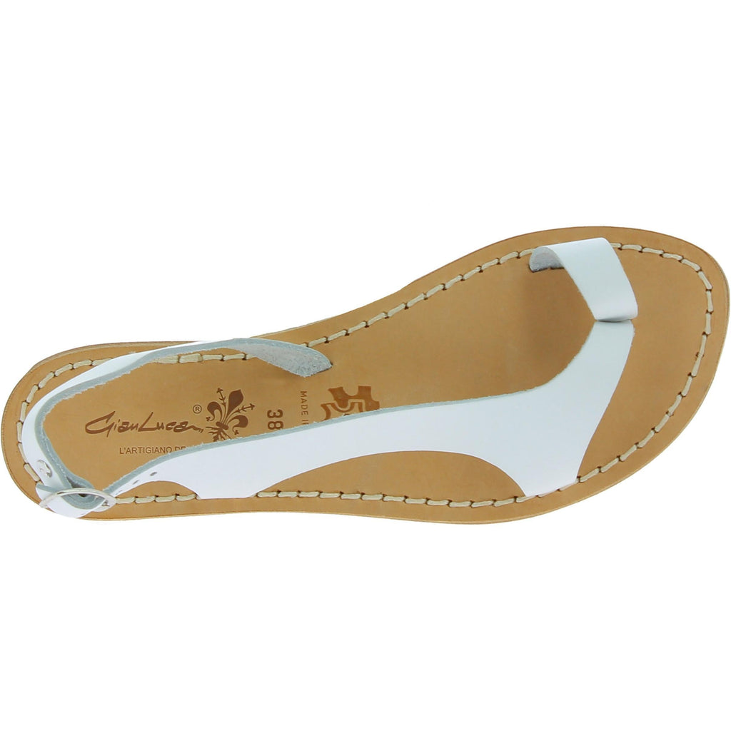 Sandali infradito da donna in pelle bianca artigianali