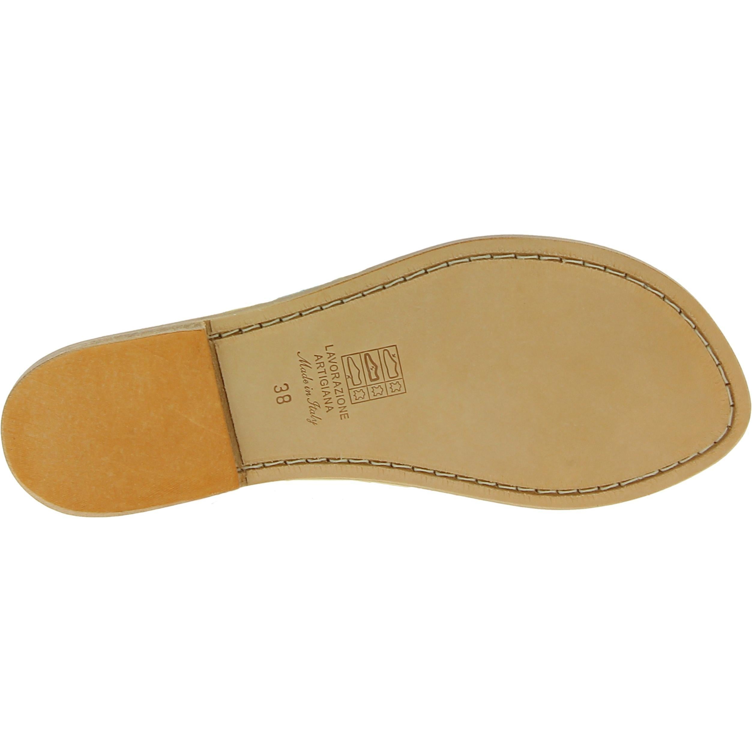 Sandali infradito da donna in pelle bianca artigianali