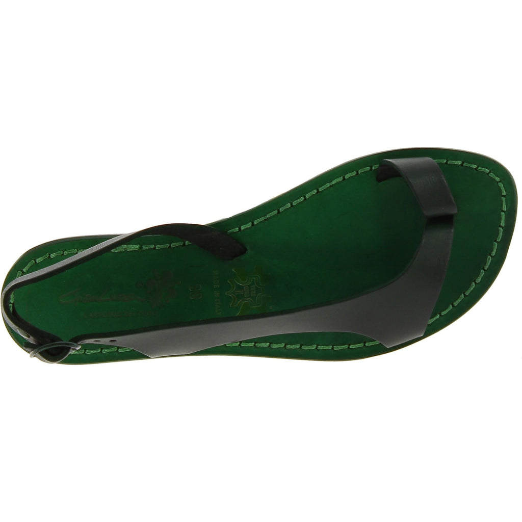 Sandali infradito da donna artigianali in pelle verde