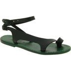 Sandali infradito da donna artigianali in pelle verde