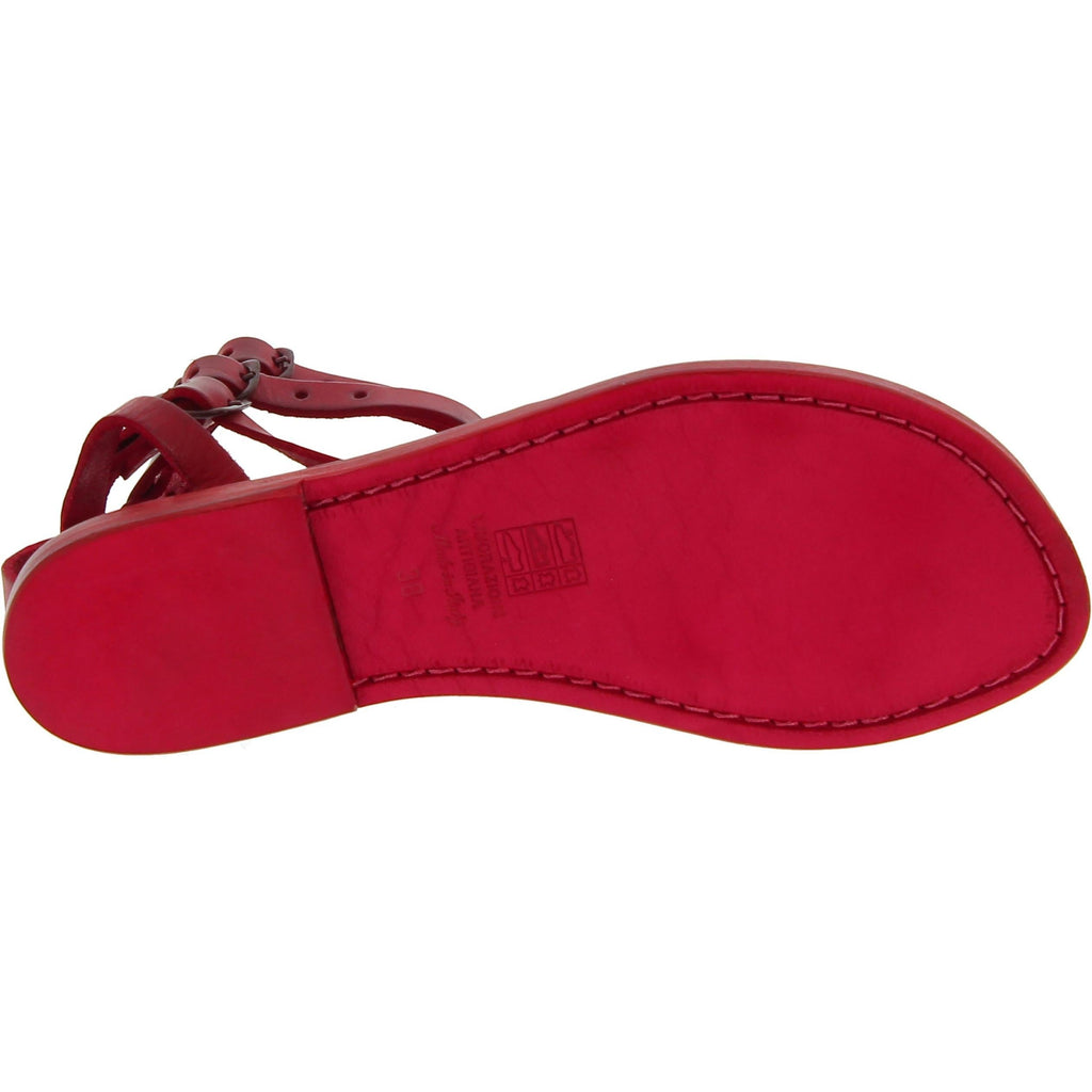 Sandali gladiatore donna in pelle rossa fatti a mano