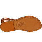 Sandali alla schiava in pelle color cuoio fatti a mano in Italia