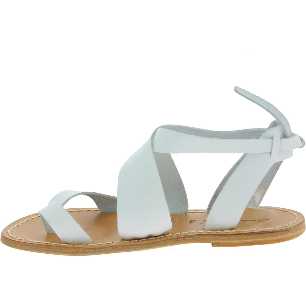 Sandali donna fatti a mano in pelle colore bianco