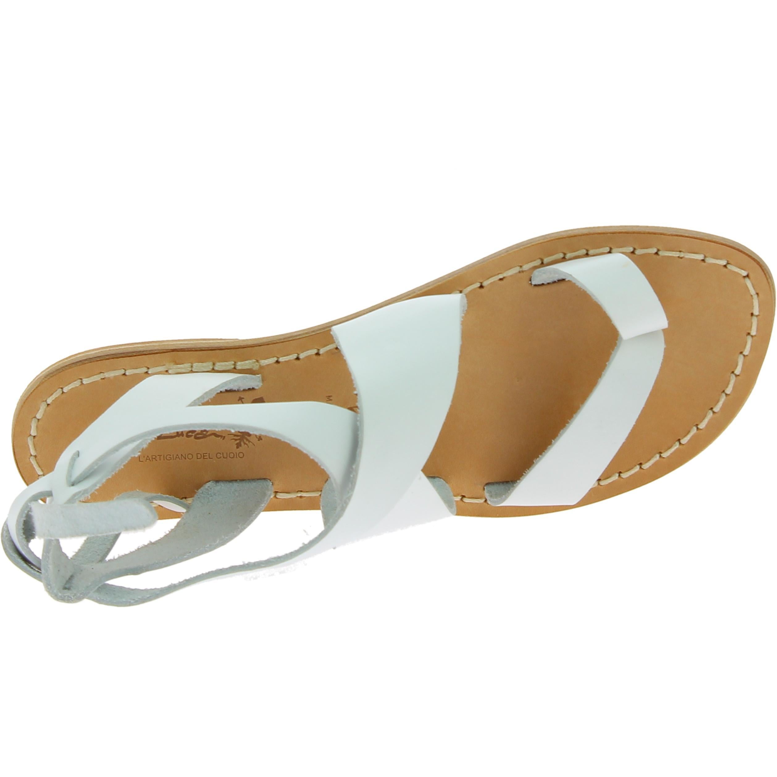 Sandali donna fatti a mano in pelle colore bianco