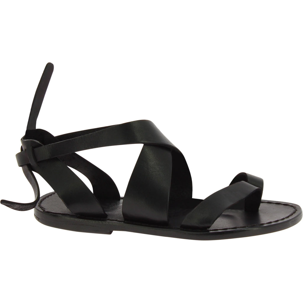 Sandali donna in pelle colore nero fatti a mano in Italia