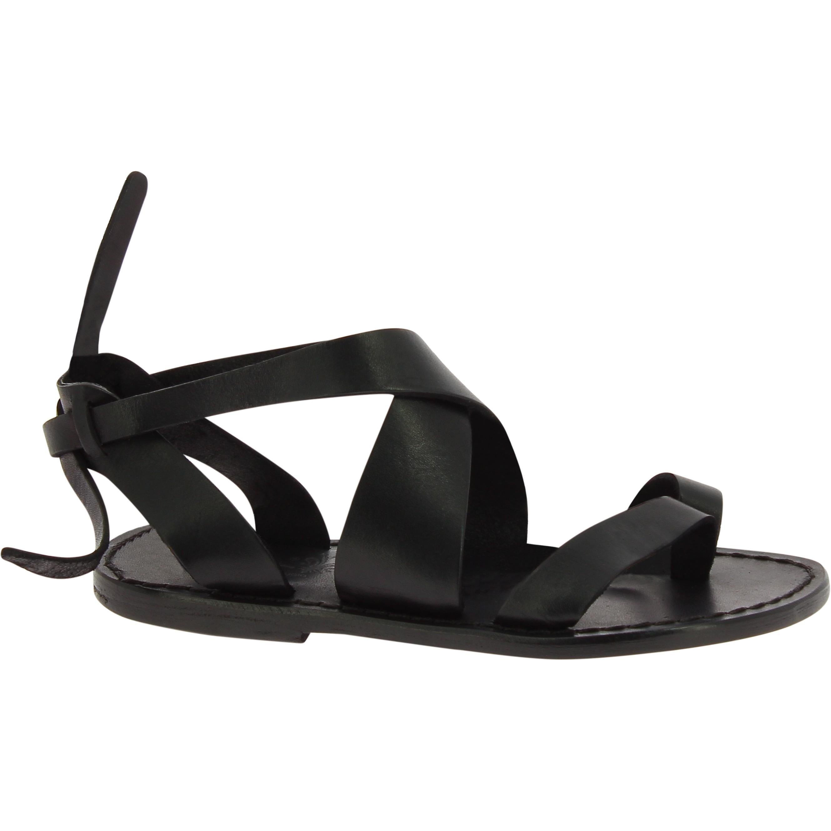 Sandali donna in pelle colore nero fatti a mano in Italia