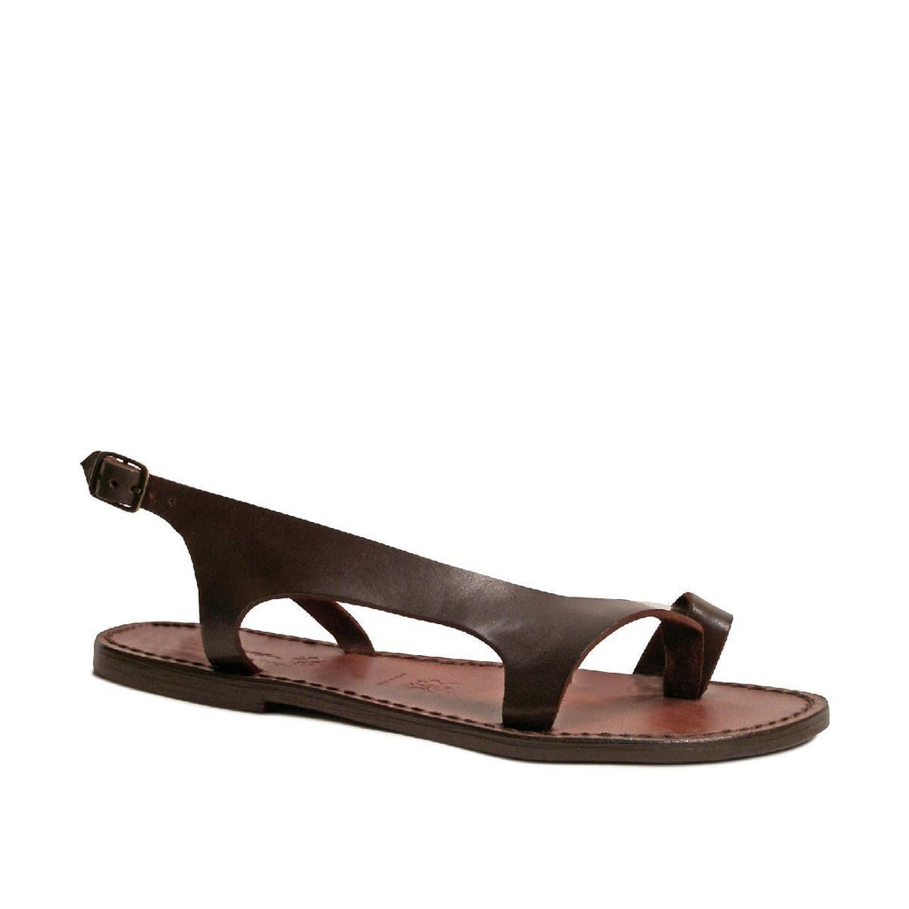 Brown leather thong sandals for women Handmade in Italy