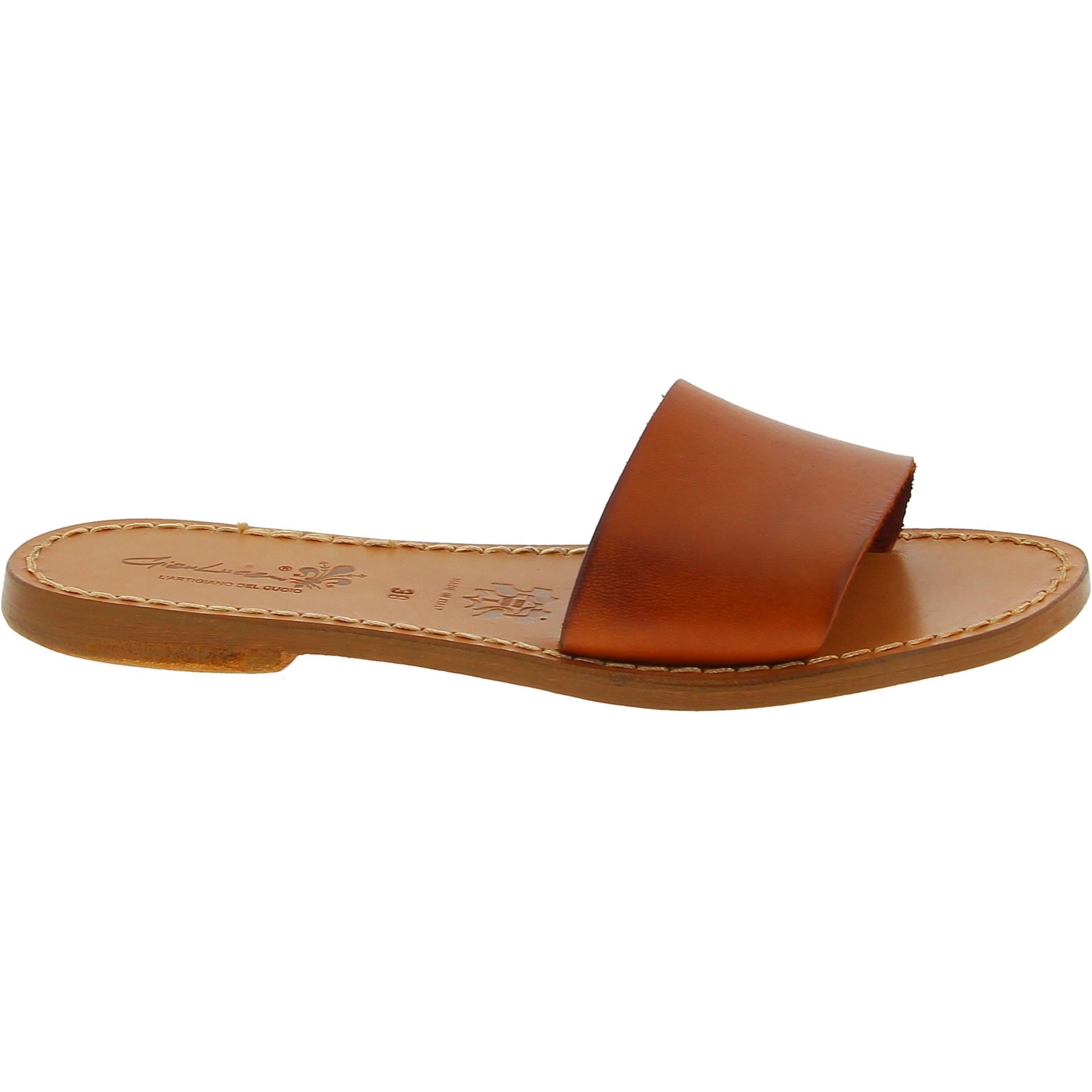 Ciabatte donna in pelle marrone artigianali