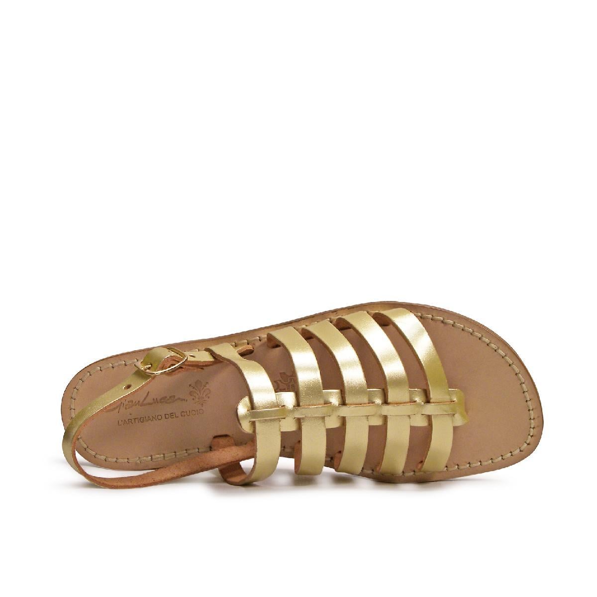 Gold flat sandals in real leather Handmade in Italy