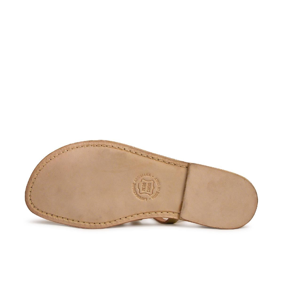 Gold flat sandals in real leather Handmade in Italy