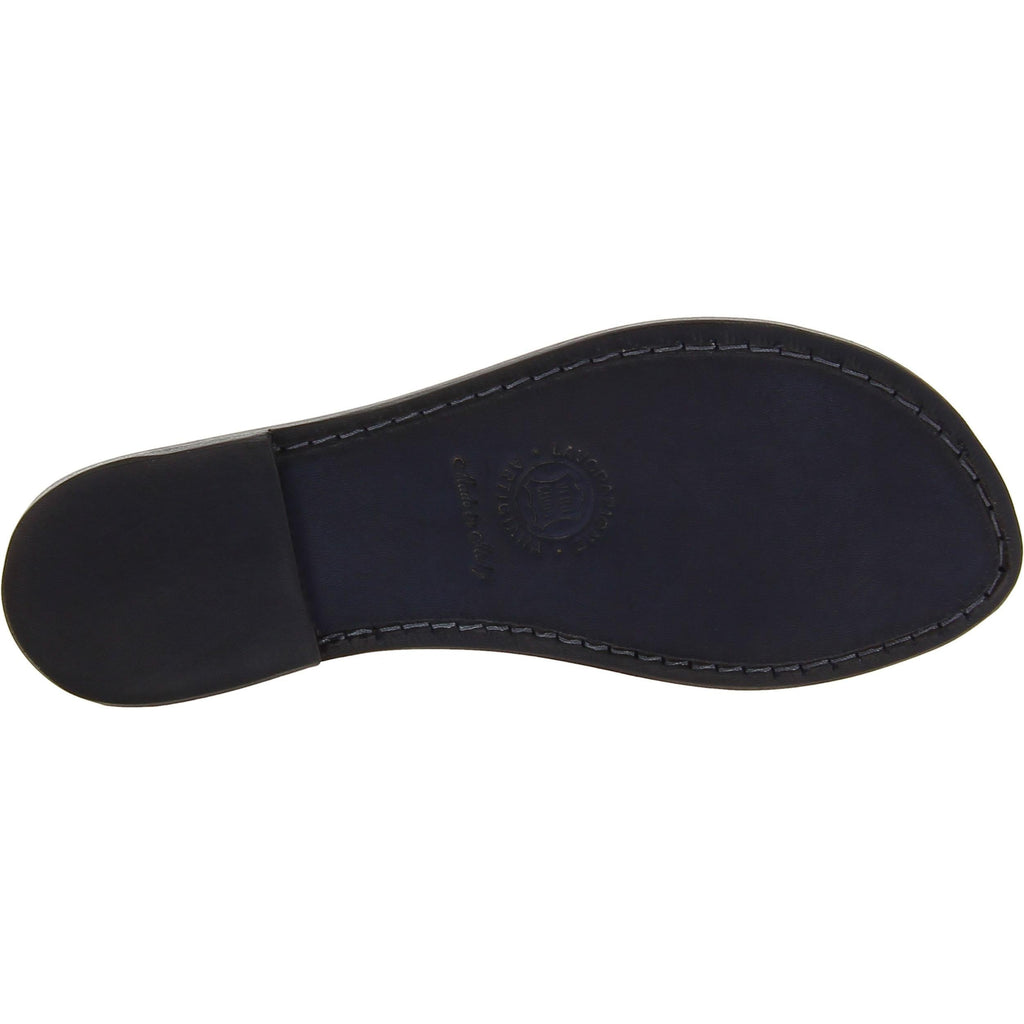 Ciabatte da donna in pelle di vitello nero artigianali