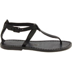 Sandalo infradito da donna in pelle nero artigianali