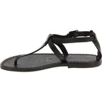 Sandalo infradito da donna in pelle nero artigianali