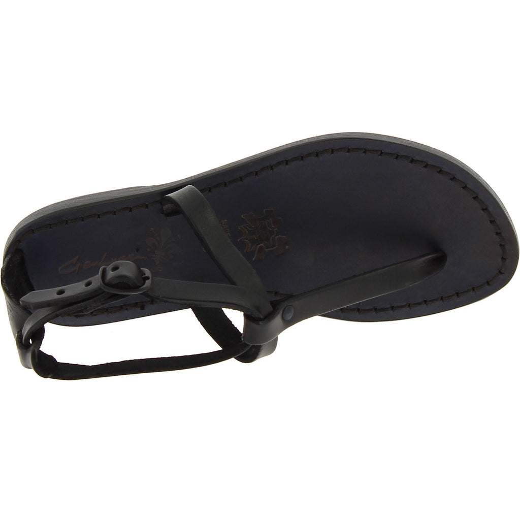 Sandalo infradito da donna in pelle nero artigianali