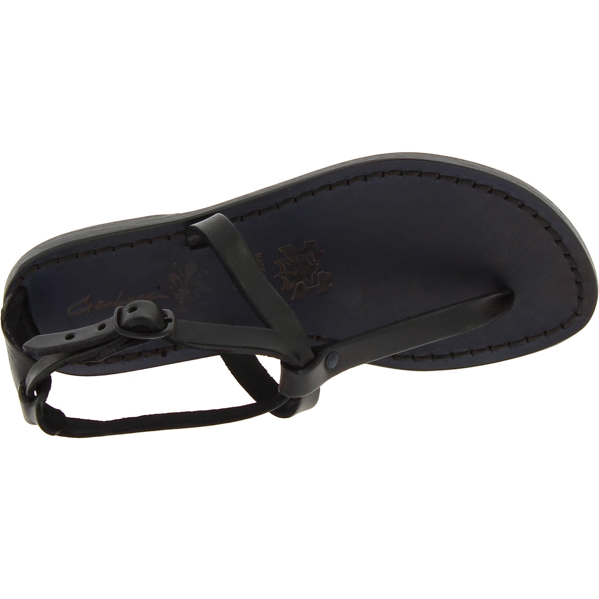 Sandalo infradito da donna in pelle nero artigianali
