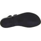 Sandalo infradito da donna in pelle nero artigianali