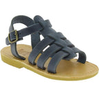 Attica Persephone Sandali gladiatore da bambino in pelle nubuck marrone chiusura con fibbia