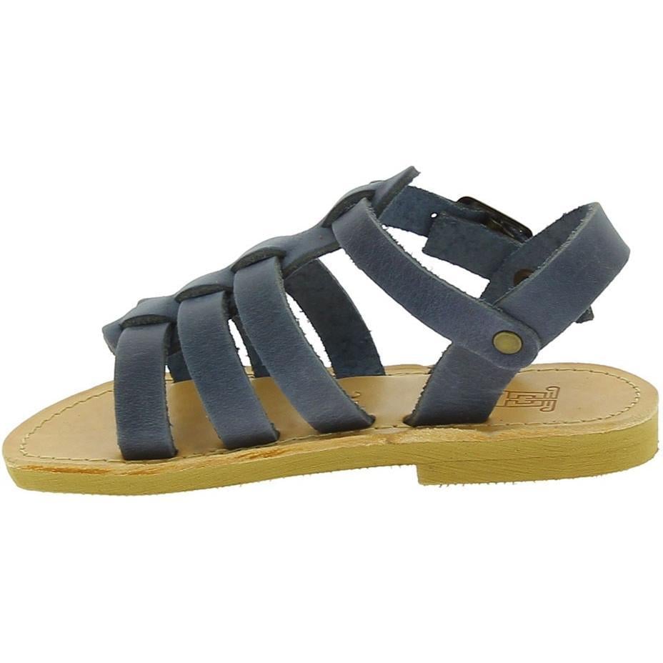Attica Persephone Sandali gladiatore da bambino in pelle nubuck marrone chiusura con fibbia