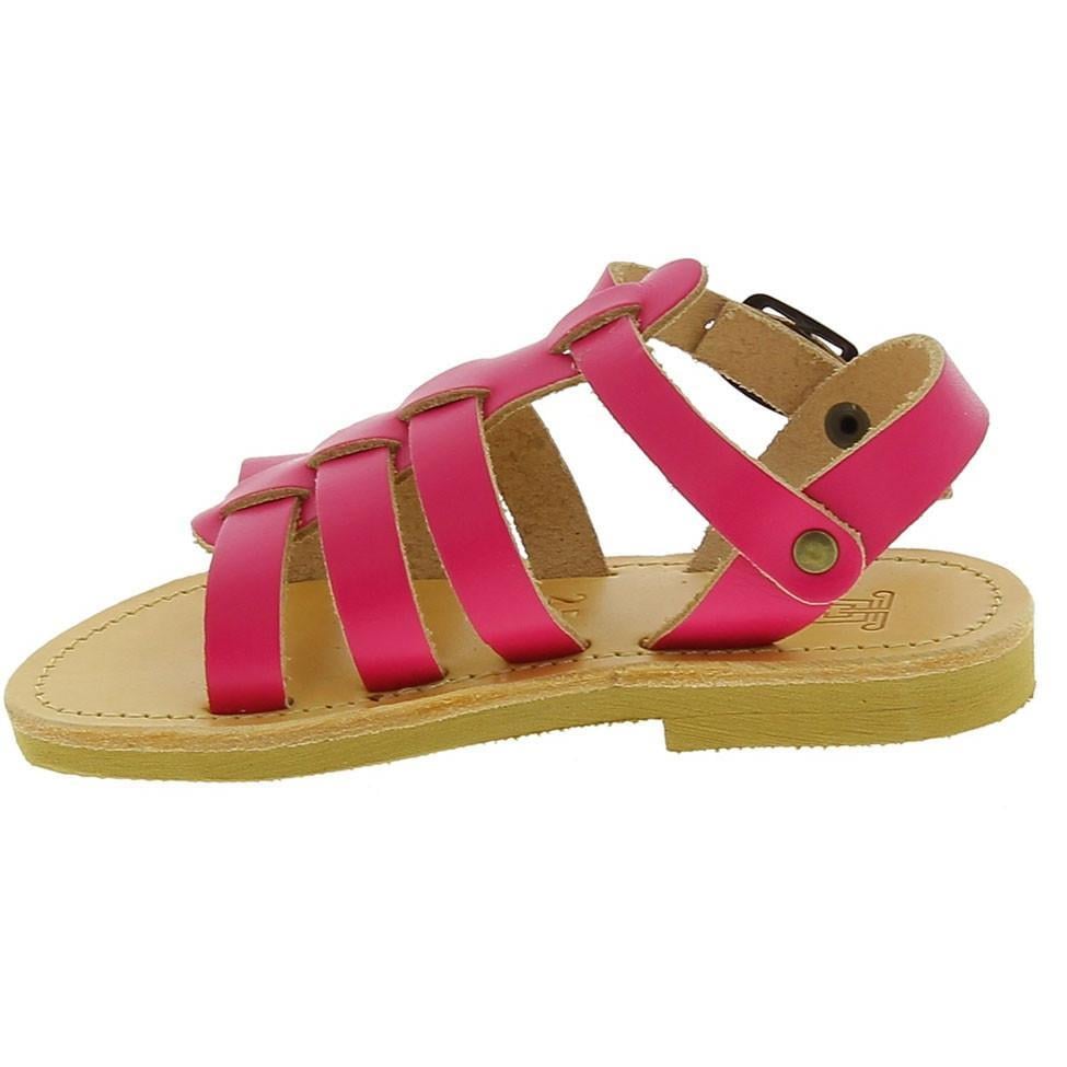 Attica Persephone Sandali gladiatore da bambina in pelle di vitello fucsia chiusura con fibbia