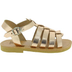 Attica Persephone Sandali gladiatore da bambina in pelle di vitello laminata oro rosa chiusura con fibbia