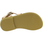 Attica Persephone Sandali gladiatore da bambina in pelle di vitello laminata oro rosa chiusura con fibbia