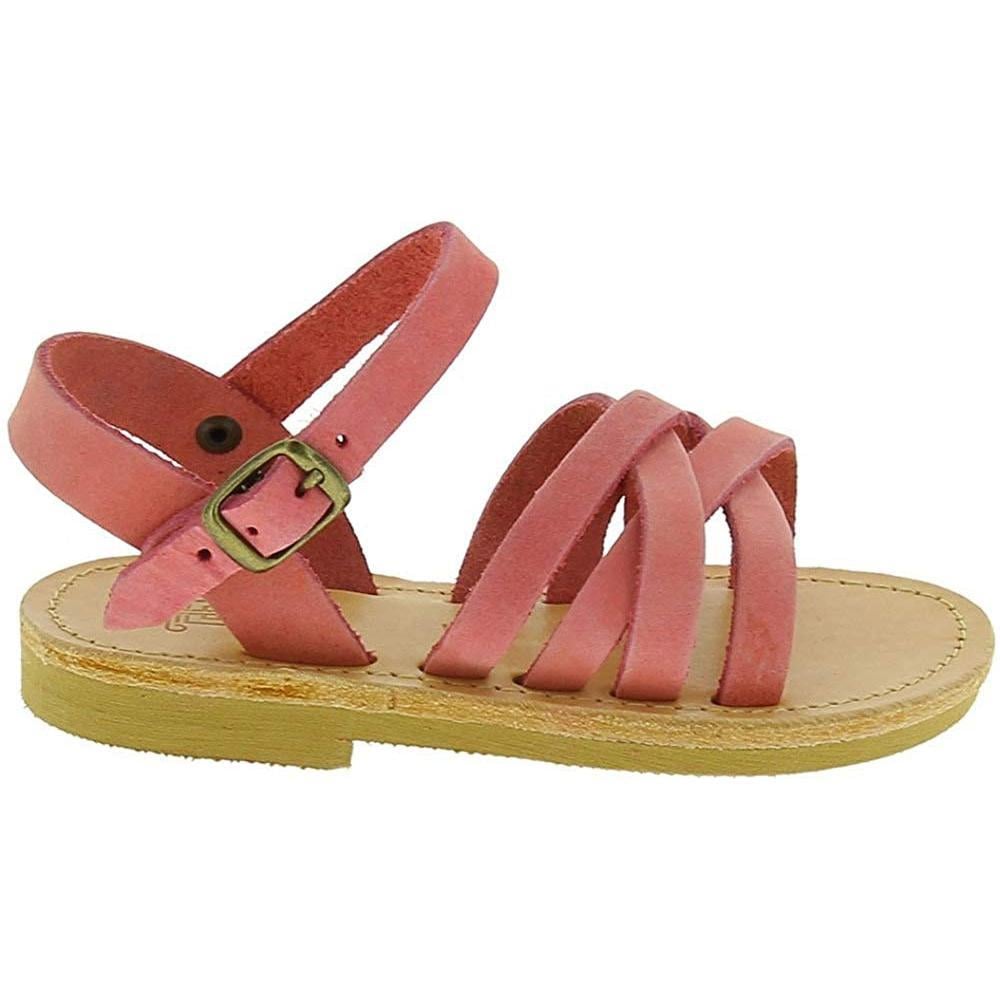 Attica Hebe Sandali intrecciati da bambina in pelle nubuck rosa chiaro chiusura con fibbia