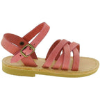 Attica Hebe Sandali intrecciati da bambina in pelle nubuck rosa chiaro chiusura con fibbia