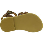 Sandali intrecciati gladiatore da bambino in pelle nubuck marrone chiusura con fibbia