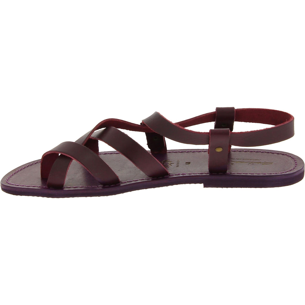 Sandali uomo in cuoio artigianali in pelle color viola