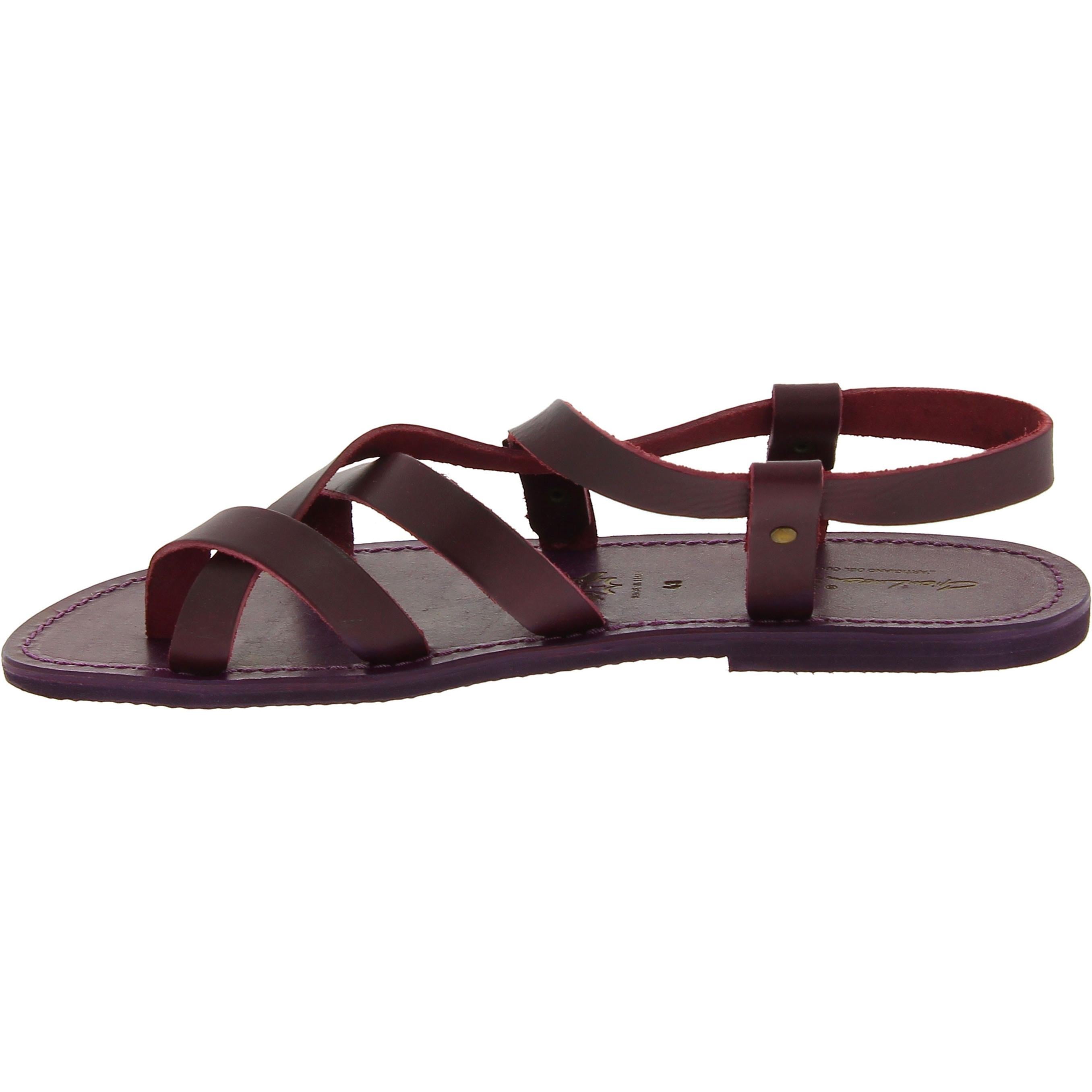 Sandali uomo in cuoio artigianali in pelle color viola