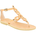 Sandali infradito da donna con lacci incrociati fatti a mano in pelle di vitello nude