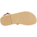 Sandali infradito da donna con lacci incrociati fatti a mano in pelle di vitello marrone